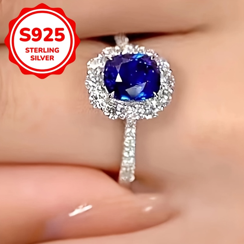 925 Silver Flower 4 Prong Oval Engag. Ring for Women